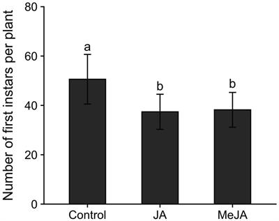 Seed Treatment With Jasmonic Acid and Methyl Jasmonate Induces Resistance to Insects but Reduces Plant Growth and Yield in Rice, Oryza sativa